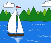 Barcuță cu pânze pe lac