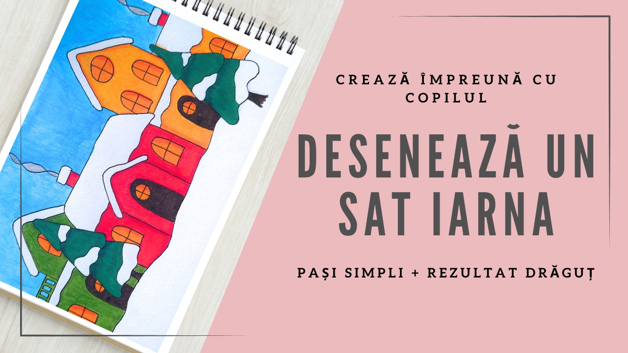 Cum să desenezi un sat de iarnă